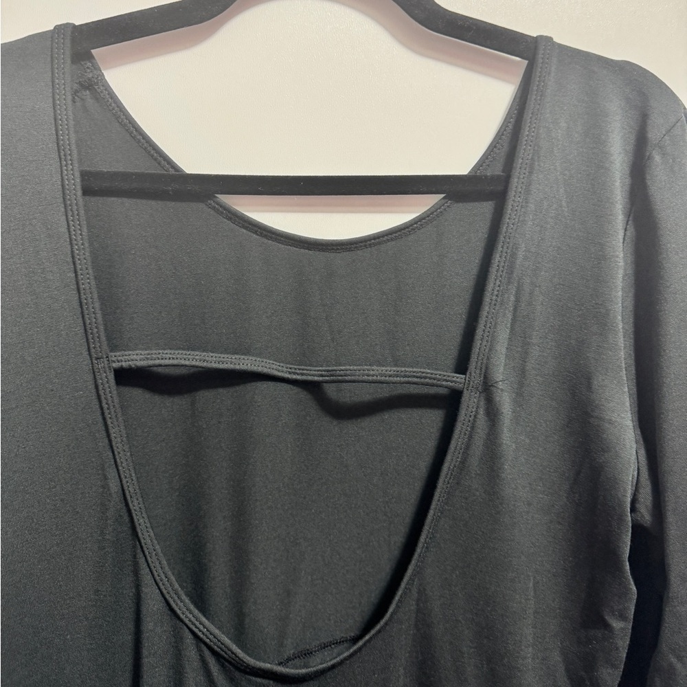 Halara Backless Round Neck Long Sleeve Casual Baggy Jumpsuit with Pockets Black - Picture 9 of 10